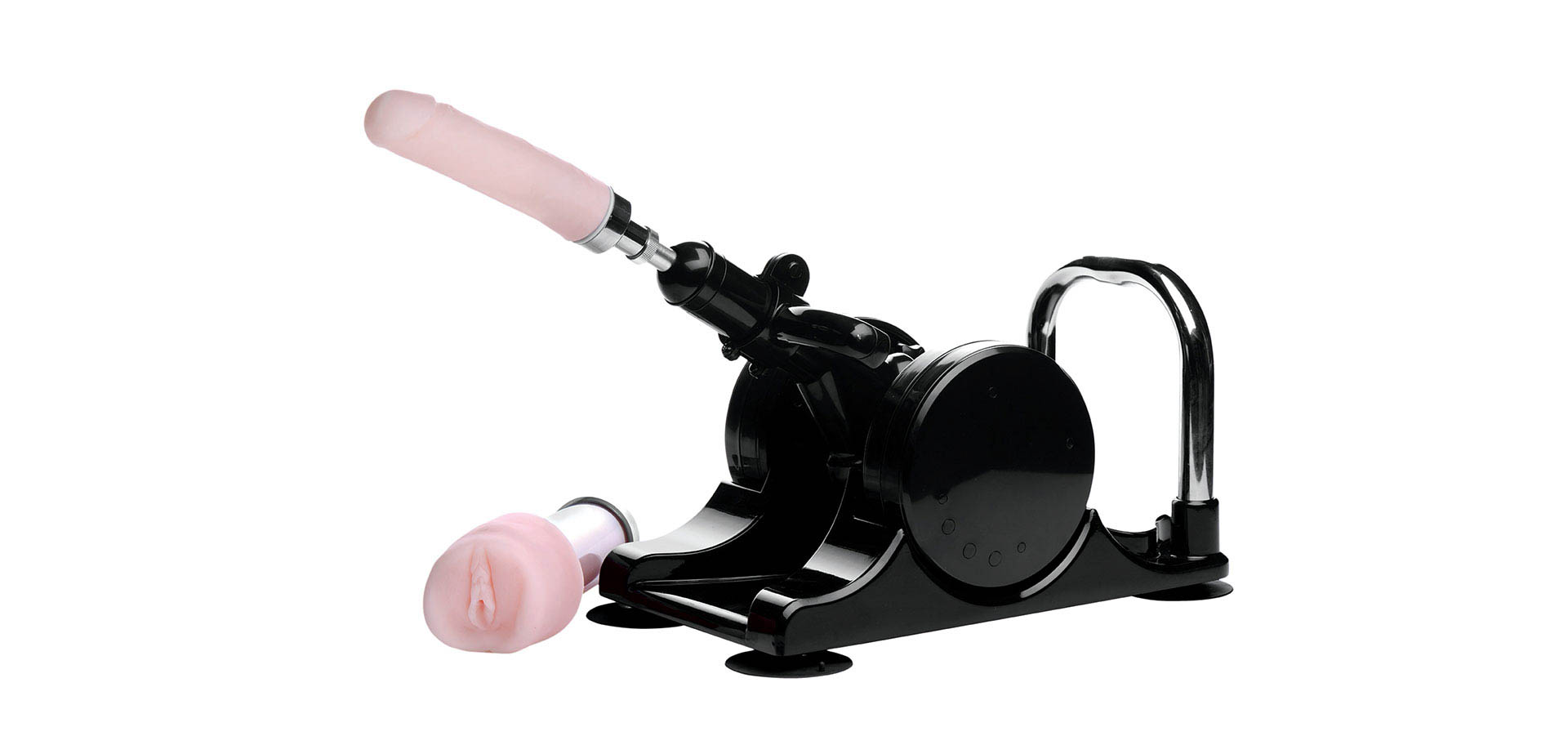 Sex machine for men with attachable vibrating pussy.